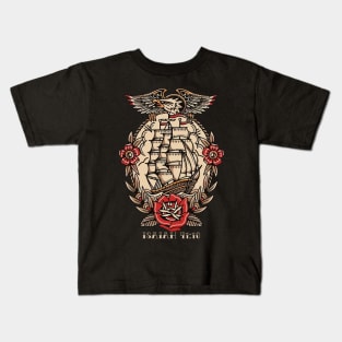 Ship Eagle American Traditional Tattoo Flash Kids T-Shirt